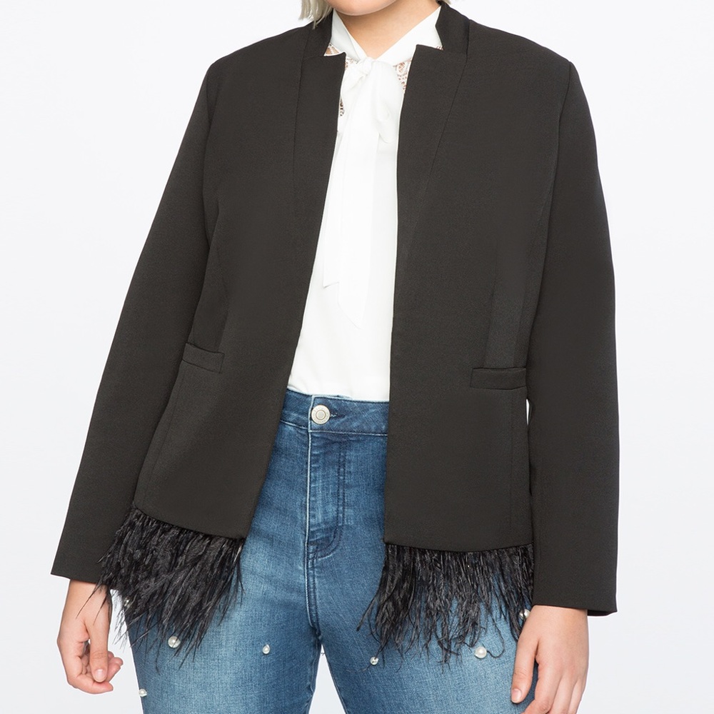 Feather Trim Blazer